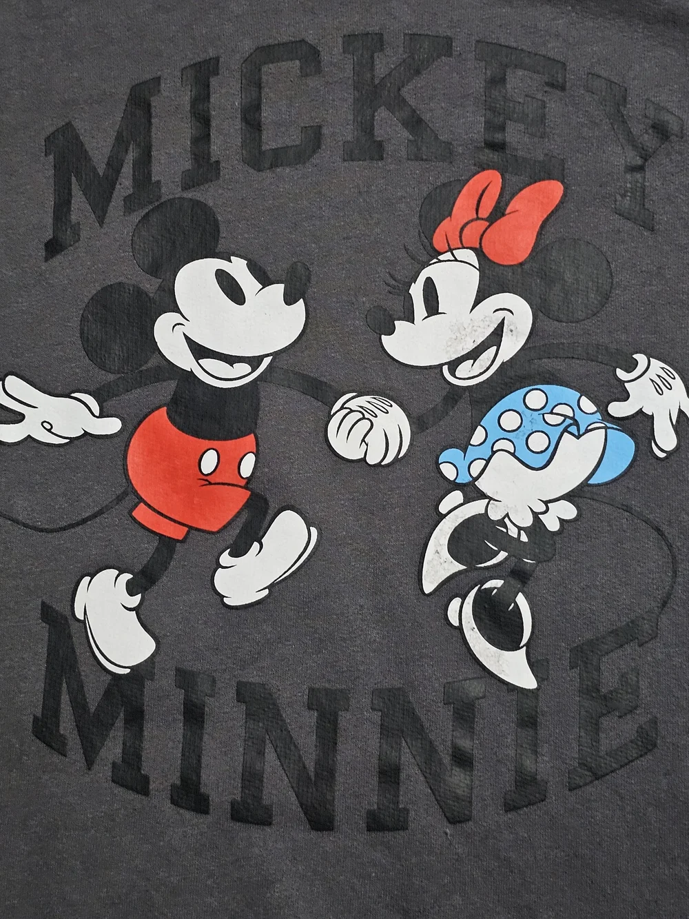Disney Charcoal Crewneck Sweater with Mickey & Minnie Graphic